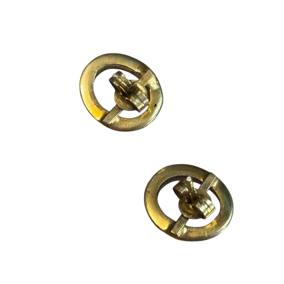 Vintage gold filled 800 silver Gold carved floral Cameo Earrings - Picture 3 of 5